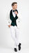 Men’s White and Dark Green Wedding Tuxedo with Double Breasted Vest, Wool Groom Prom Suit