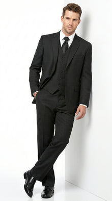 Men’s Black Shadow Stripe 3 Piece Suit, Tone on Tone Pinstripe Italian Design Formal Suit