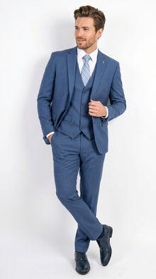 Men’s Stacy Adams Indigo Blue 3 Piece Suit with Vest, Modern Fit Formal Dress Suit
