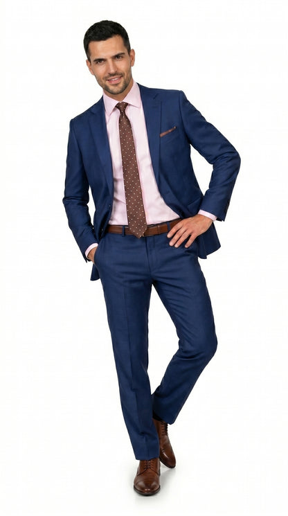 Men’s Ink Blue 2 Button Suit, Cobalt Midnight Blue Wedding and Business Dress Suit