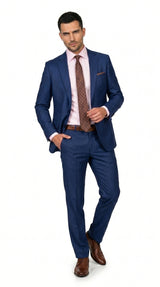 Men’s Ink Blue 2 Button Suit, Cobalt Midnight Blue Wedding and Business Dress Suit