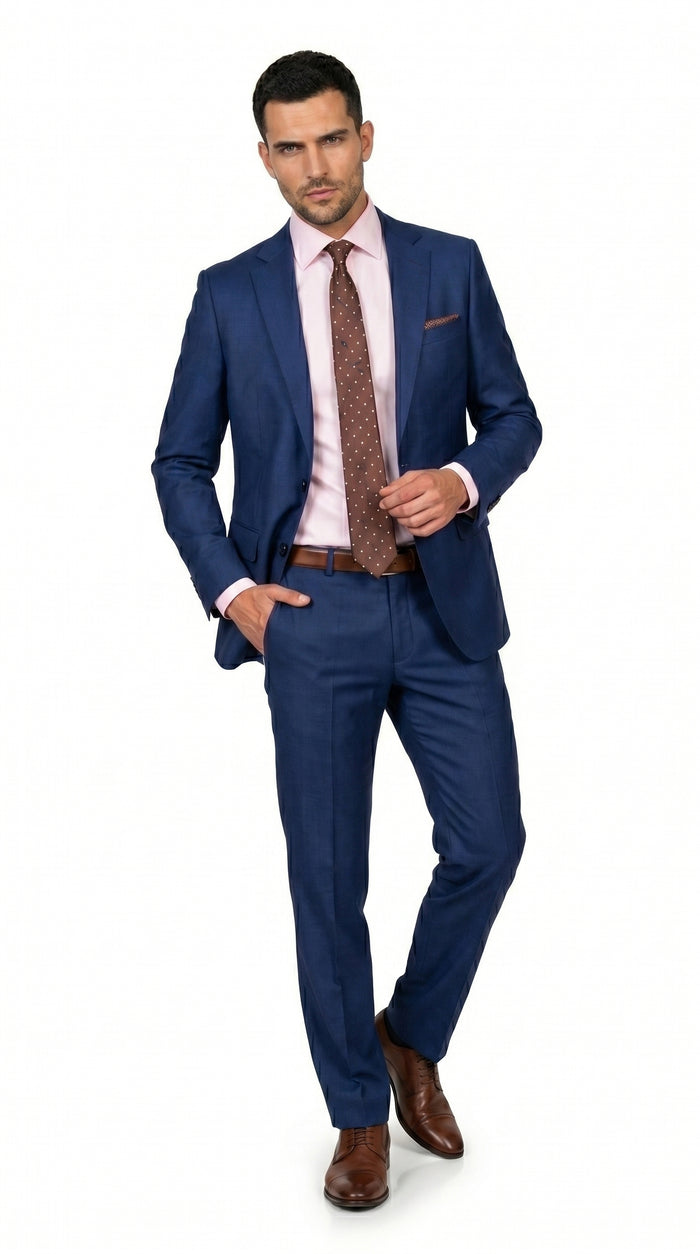 Men’s Ink Blue 2 Button Suit, Cobalt Midnight Blue Wedding and Business Dress Suit