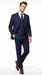 Men’s Indigo Sapphire Blue Plaid 3 Piece Suit with Double Breasted Vest, Slim Fit Windowpane Suit