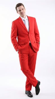 Men’s Red Bolzano 2 Button Suit with Pleated Pants, 100% Polyester Formal Dress Suit