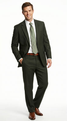 Men’s Dark Olive Green Suit, Classic Formal Dress Suit Clearance Sale