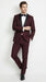 Men’s Maroon Slim Fit Tuxedo with Black Satin Lapel, Burgundy Wine Formal Prom Suit