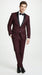 Men’s Maroon Slim Fit Tuxedo with Black Satin Lapel, Burgundy Wine Formal Prom Suit