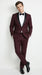 Men’s Maroon Slim Fit Tuxedo with Black Satin Lapel, Burgundy Wine Formal Prom Suit