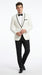 Men’s One Button Ivory Tuxedo Suit with Black Trim, Formal Wedding Prom Dinner Jacket