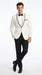 Men’s One Button Ivory Tuxedo Suit with Black Trim, Formal Wedding Prom Dinner Jacket