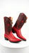 Men's King Exotic Ostrich Leg 3x Toe Handcrafted Boots in Red