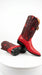 Men's King Exotic Ostrich Leg 3x Toe Handcrafted Boots in Red
