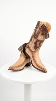 Men’s King Exotic Genuine Sharkskin Boots 3X Toe, Burnished Oryx Western Cowboy Boots 495V20911