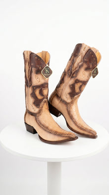 Men’s King Exotic Genuine Sharkskin Boots 3X Toe, Burnished Oryx Western Cowboy Boots 495V20911