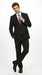 Men’s Black 2 Piece Slim Fit Business Suit with Wide Fish Cut Styling