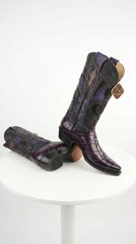 King Exotic Men’s Eel Western Snip Toe Boots, Exotic Cowboy Dress Boots
