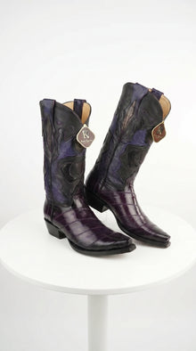 King Exotic Men’s Eel Western Snip Toe Boots, Exotic Cowboy Dress Boots