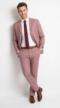 Men’s Mauve Salmon 2 Piece Suit, Formal Wedding Prom Dress Suit