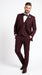 Men’s Burgundy Regular Fit Suit with Vest, Formal Wedding Prom Dress Suit