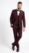 Men’s Burgundy Regular Fit Suit with Vest, Formal Wedding Prom Dress Suit