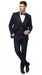Alberto Nardoni Men’s Black Super 150s Wool Tuxedo with Peak Lapel, Double Breasted Vest and Flat Front Pants