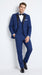 Men’s Indigo Blue Sapphire Cobalt Blue 1 Button Vested Tuxedo with Black Satin Peak Lapel