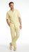 Men’s Cream 100% Linen Walking Suit, Short Sleeve Shirt and Matching Pants Casual Summer Set