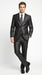 Men’s Vitali Black Sharkskin 2 Button Suit, Formal Wedding Business Dress Suit Set