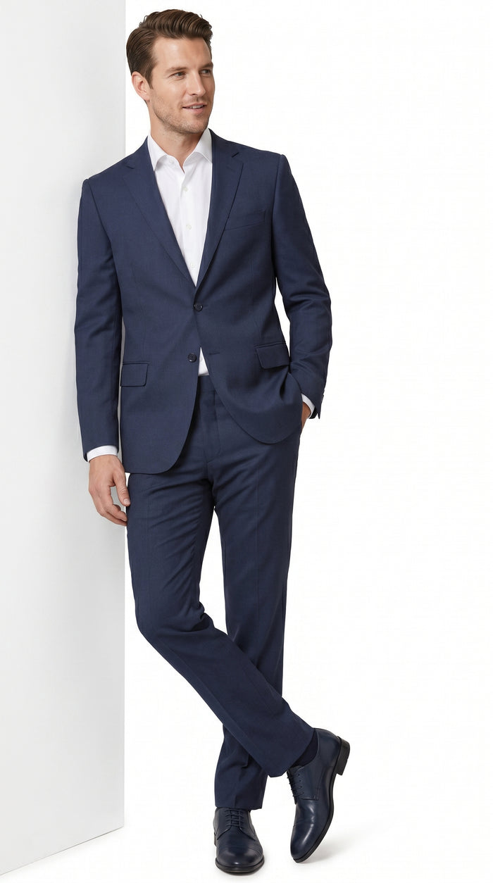 Tiglio Italian Suit - Real Wool Men’s Tiglio Novello Navy Blue Super 150’s Wool Suit, Italian Wool  Business Wedding Suit SetSuper 150's Novello Navy Blue ,Pure Wool Suit in Color Navy Blue Modern Fit