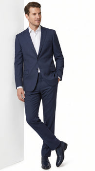 Tiglio Italian Suit - Real Wool Men’s Tiglio Novello Navy Blue Super 150’s Wool Suit, Italian Wool Modern Fit Business Wedding Suit SetSuper 150's Novello Navy Blue , Modern Fit, Pure Wool Suit in Color Navy Blue