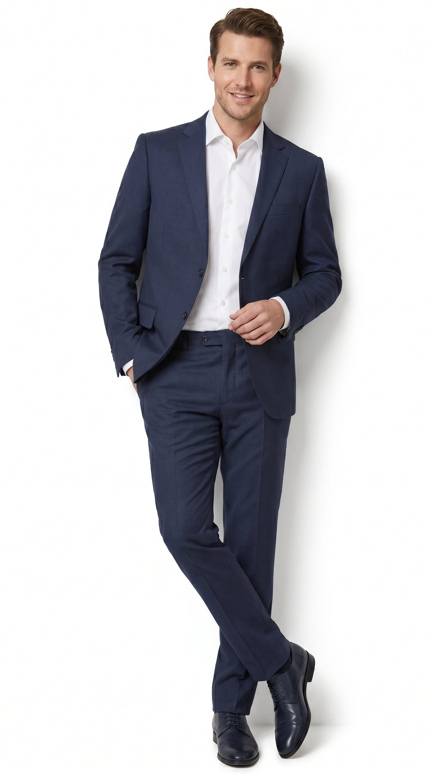Tiglio Italian Suit - Real Wool Men’s Tiglio Novello Navy Blue Super 150’s Wool Suit, Italian Wool  Business Wedding Suit SetSuper 150's Novello Navy Blue ,Pure Wool Suit in Color Navy Blue Modern Fit