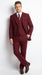 Men’s Burgundy Wine Maroon 3 Piece Vested Suit, Peak Lapel Formal Wedding Church Dress Suit Set