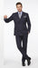 Men’s Dark Navy Blue Chalk Pinstripe Double Breasted Suit, Formal Wedding Business Dress Suit Set