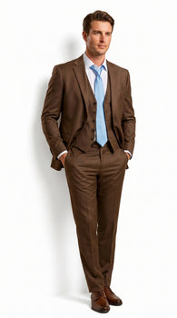 Elegant Men's Chocolate Dark Brown 3 ~ Three Piece  Business Suits Clearance Sale Available in 2 or 3 Buttons Style Regular