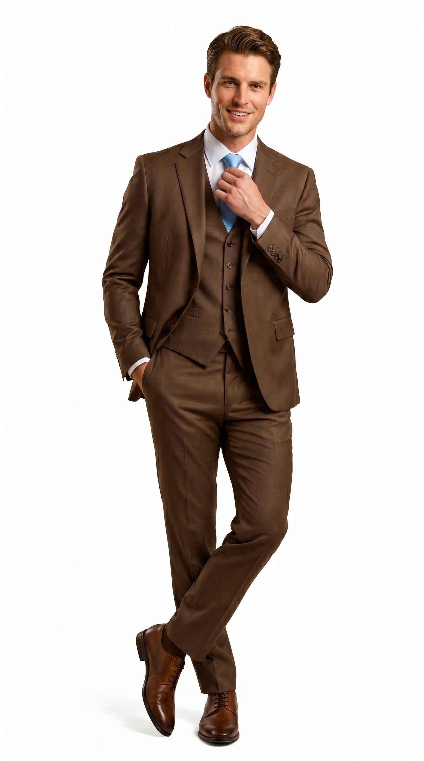 Elegant Men's Chocolate Dark Brown 3 ~ Three Piece  Business Suits Clearance Sale