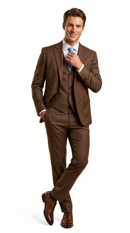 Elegant Men's Chocolate Dark Brown 3 ~ Three Piece  Business Suits Clearance Sale