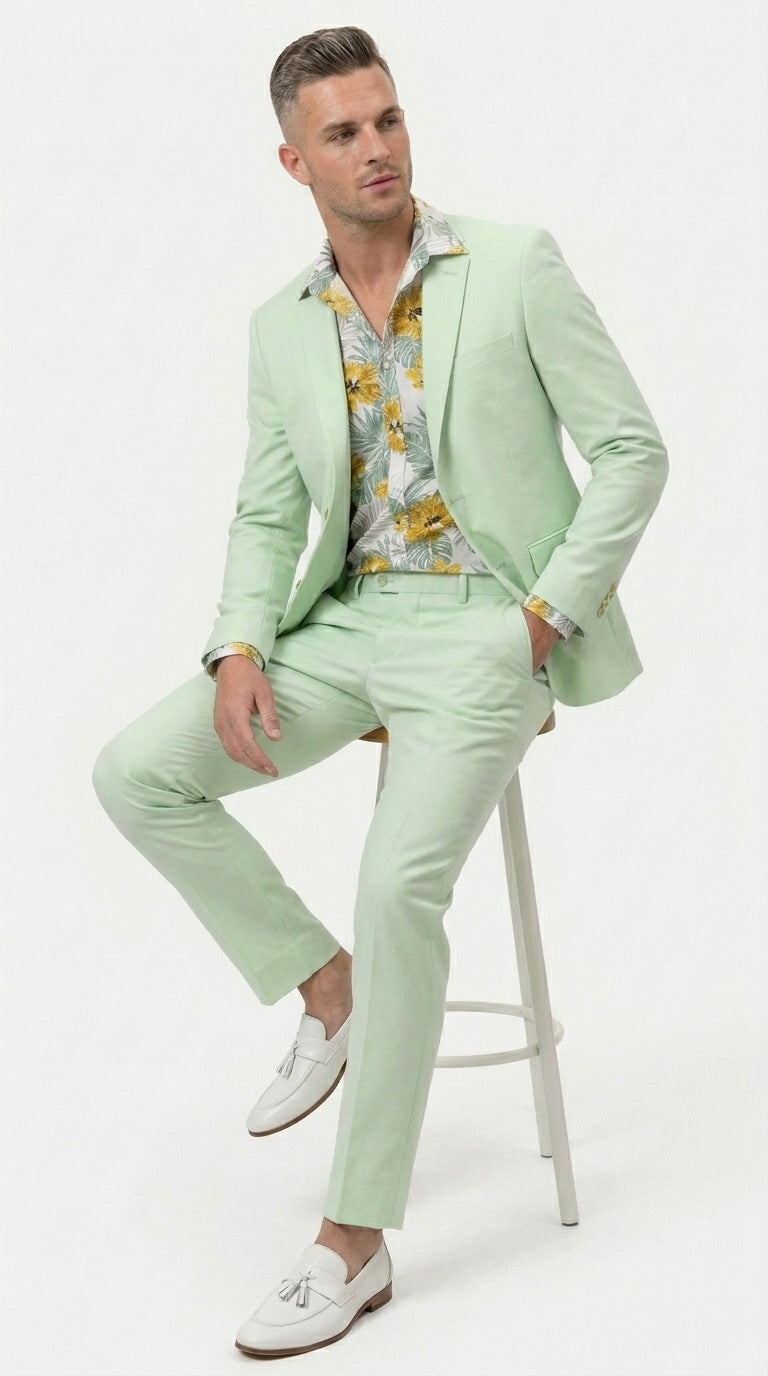 Men’s Mint Green Suit, Sage Green Summer Wedding and Prom Dress Suit