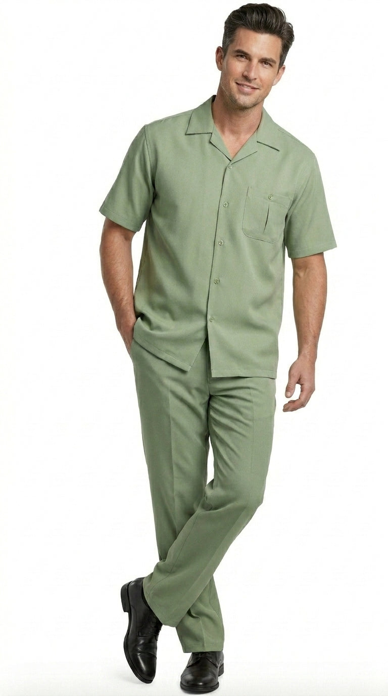 Men’s Mint Big and Tall Walking Suit with Short Sleeve Shirt and Matching Pants