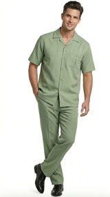 Men’s Mint Big and Tall Walking Suit with Short Sleeve Shirt and Matching Pants