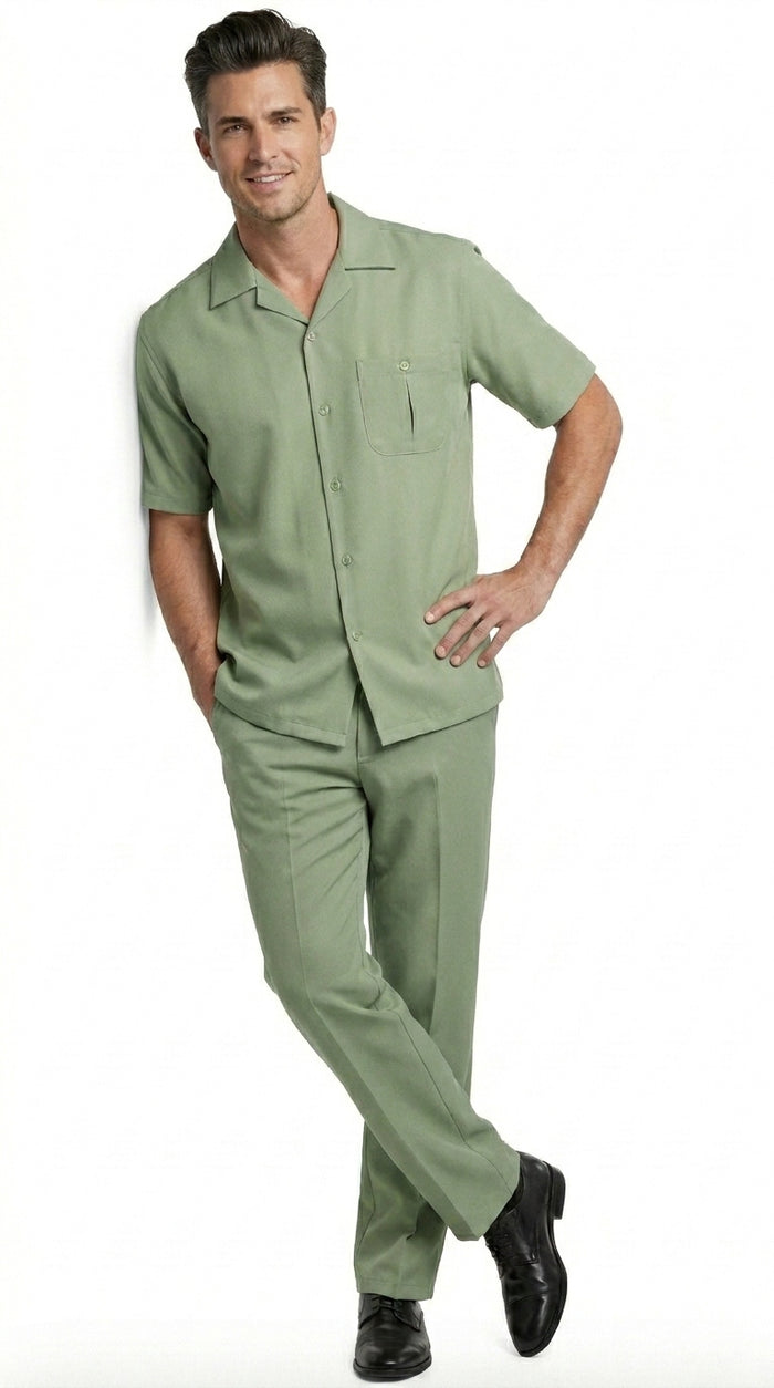 Men’s Mint Big and Tall Walking Suit with Short Sleeve Shirt and Matching Pants