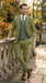 Men’s Blue and Gold Windowpane Plaid 3 Piece Wool Suit with Double Breasted Vest