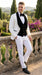 Men’s White and Black Wedding Tuxedo with Black Double Breasted Vest, Groom Prom Suit