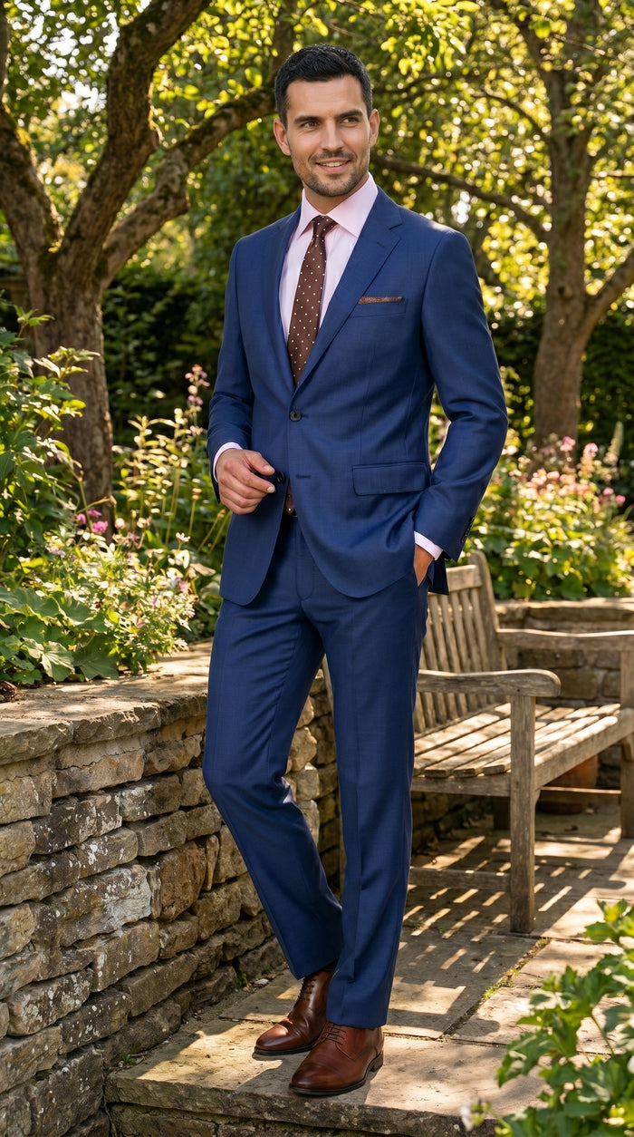 Men’s Ink Blue 2 Button Suit, Cobalt Midnight Blue Wedding and Business Dress Suit