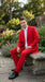 Men’s Red Bolzano 2 Button Suit with Pleated Pants, 100% Polyester Formal Dress Suit