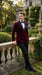 Men’s Burgundy Velvet Tuxedo, Slim Fit Double Breasted Formal Tuxedo Suit for Wedding, Prom and Groom Wear