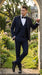 Alberto Nardoni Men’s Black Super 150s Wool Tuxedo with Peak Lapel, Double Breasted Vest and Flat Front Pants