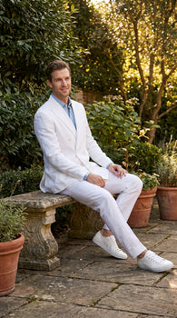 Men’s White Double Breasted Suit with Jacket and Pants, Formal Wedding Dress Suit