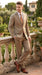 Men’s Champagne Gold Sharkskin Suit, Formal Wedding Church Business Dress Suit Set