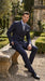 Men’s Dark Navy Blue Chalk Pinstripe Double Breasted Suit, Formal Wedding Business Dress Suit Set