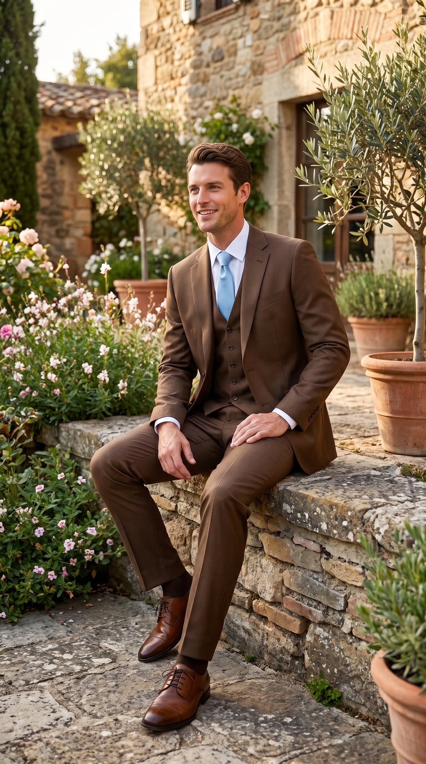 Elegant Men's Chocolate Dark Brown 3 ~ Three Piece  Business Suits Clearance Sale